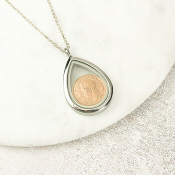 70th Or 80th Birthday Enamel Farthing Locket Necklace, 6 of 8
