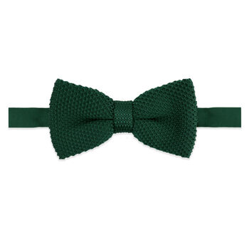 Dark Green Knitted Neck Tie, Bow Tie And Pocket Square Variations Made From Soft Polyester | Gents Formal Accessories | Gift For Him | Wedding Tie, 9 of 12