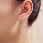 Double Emerald Green Cz Huggie Hoop Earrings, thumbnail 7 of 11