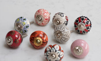 Vintage Style Ceramic Decorative Knobs Red Selection, 2 of 10