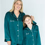 Special Offer! Women's Personalised Christmas Emerald Silky Satin Pj, thumbnail 1 of 7