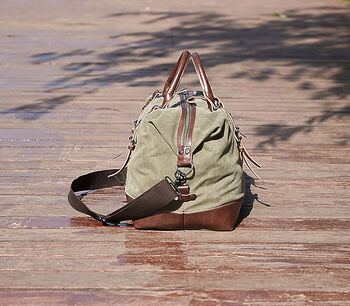 Canvas Holdall Duffel With Front Pockets, 8 of 12