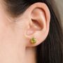 Peridot Round Stud Earrings In Sterling Silver And Gold, thumbnail 6 of 7