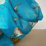 Watercolour Robins Print Scarf In Turquoise, thumbnail 2 of 3