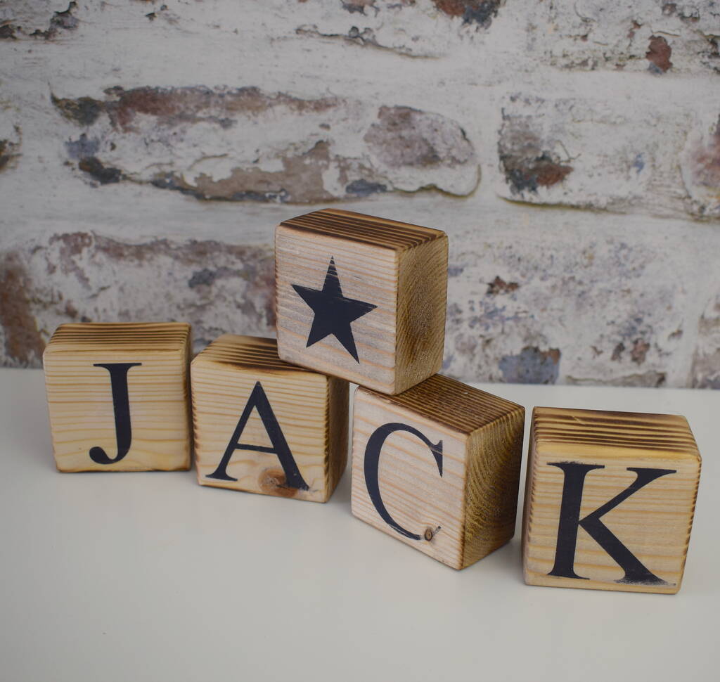 personalised individual wooden letter blocks by iredale towers designs