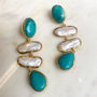 24k Gold Plated Turquoise And Pearl Drop Earrings, thumbnail 3 of 3