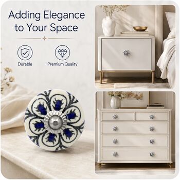 Blue Floral Ceramic Cabinet Knob, 2 of 7