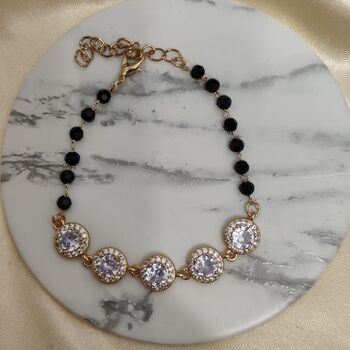 Large Round Zircon Adjustable Beaded Bracelet, 3 of 8