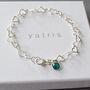 Sterling Silver Heart Linked Bracelet With Birthstone, thumbnail 1 of 3