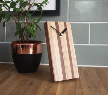 Striped Wood Clock For Wall Or Free Standing, 2 of 6