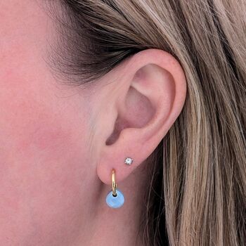 Blue Opal Teardrop October Birthstone Earrings, Gold, 5 of 7