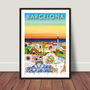 Barcelona, Spain Illustrated Travel Print, thumbnail 2 of 3