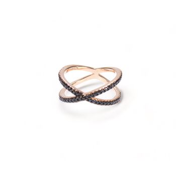 Cross X Cz Ring Rose Or Gold Plated 925 Silver, 4 of 10