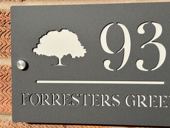Personalised Silhouette Tree Design House Number Sign Acrylic, 2 of 11