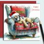Border Terrier Dog Christmas Card. Sleeping Dog, thumbnail 1 of 2