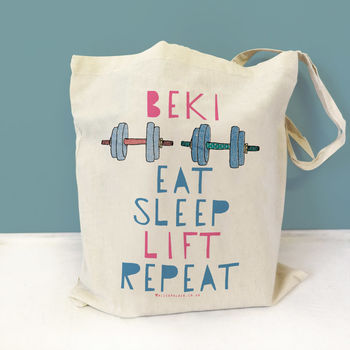 Eat Sleep Lift Repeat Personalised Gym Bag, 3 of 5