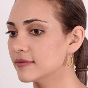 24 Kt Gold Plated Bobble Textured Drop Earrings, 2 of 3