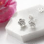 Plumeria Flower Sterling Silver Stud Earrings Cz Centre, thumbnail 10 of 10