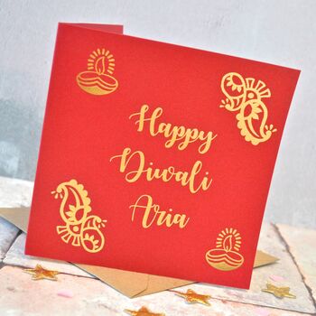 Personalised Gold Foiled Diwali Card, 2 of 4