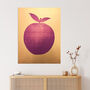 Plum Apple On Gold Fruity Simple Kitchen Wall Art Print, thumbnail 1 of 6