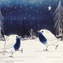 Six Blue And White Inky Robin Christmas Cards, thumbnail 2 of 7