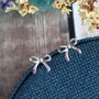 Gift Bag Birthday Girl Sterling Silver Bow Earrings, thumbnail 3 of 6