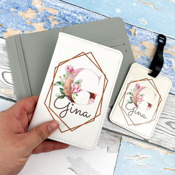 Personalised Monogram Passport Cover And Luggage Tag, 4 of 4