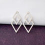 Double Diamond Geometric Earrings, thumbnail 3 of 9