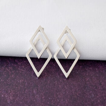 Double Diamond Geometric Earrings, 3 of 9