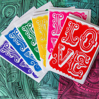 Spread The Love Linoprint Cards Gift Set Of Six, 2 of 5