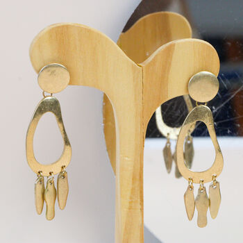 Large Gold Hoop Earrings, Gold Plated Drop Earrings, 2 of 6