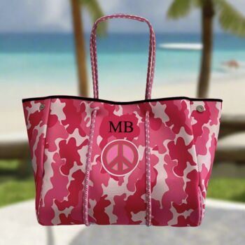 Personalised Pink Peace Camo Pink Tote Bag Set, 2 of 2