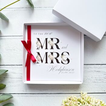 Handmade And Personalised Floral Wedding Card Any Colour Ribbon, 2 of 11