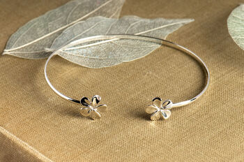 Dainty Jasmine Flower Sterling Silver Bangle, 4 of 10