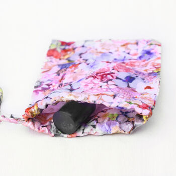 100% Silk Drawstring Bag Tiny Blooms, 3 of 4