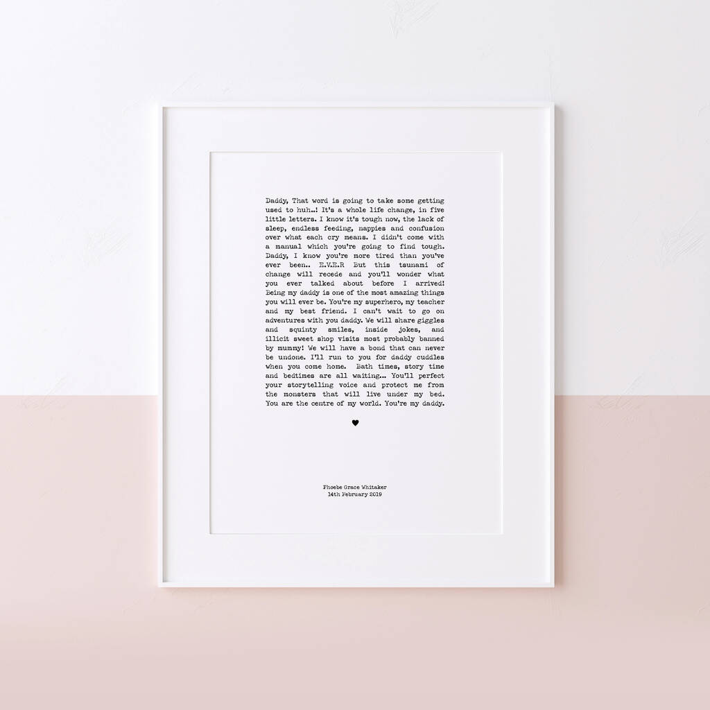 newborn letter to new daddy print by the stamford studio ...