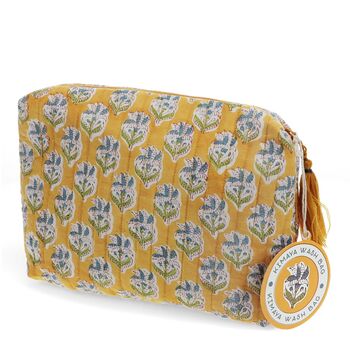 Saffron Yellow Floral Cotton Wash Bag, 2 of 5