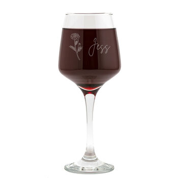 Personalised Birth Month Flower Wine Glass, 2 of 3