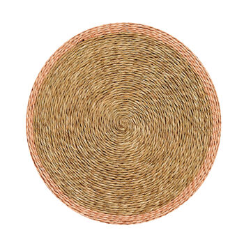 Coloured Trim Natural Round Grass Placemat, 7 of 9