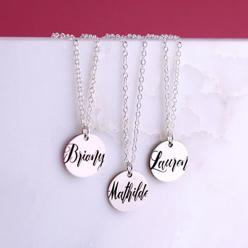 Sterling Silver Engraved Name Necklace, 9 of 12