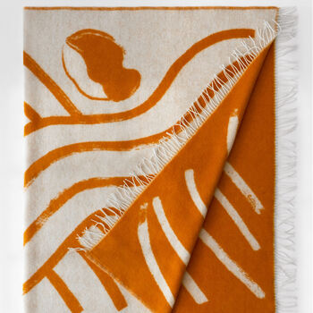 Swedish Wool Throw Blanket Sofia Lind Orange, 4 of 4