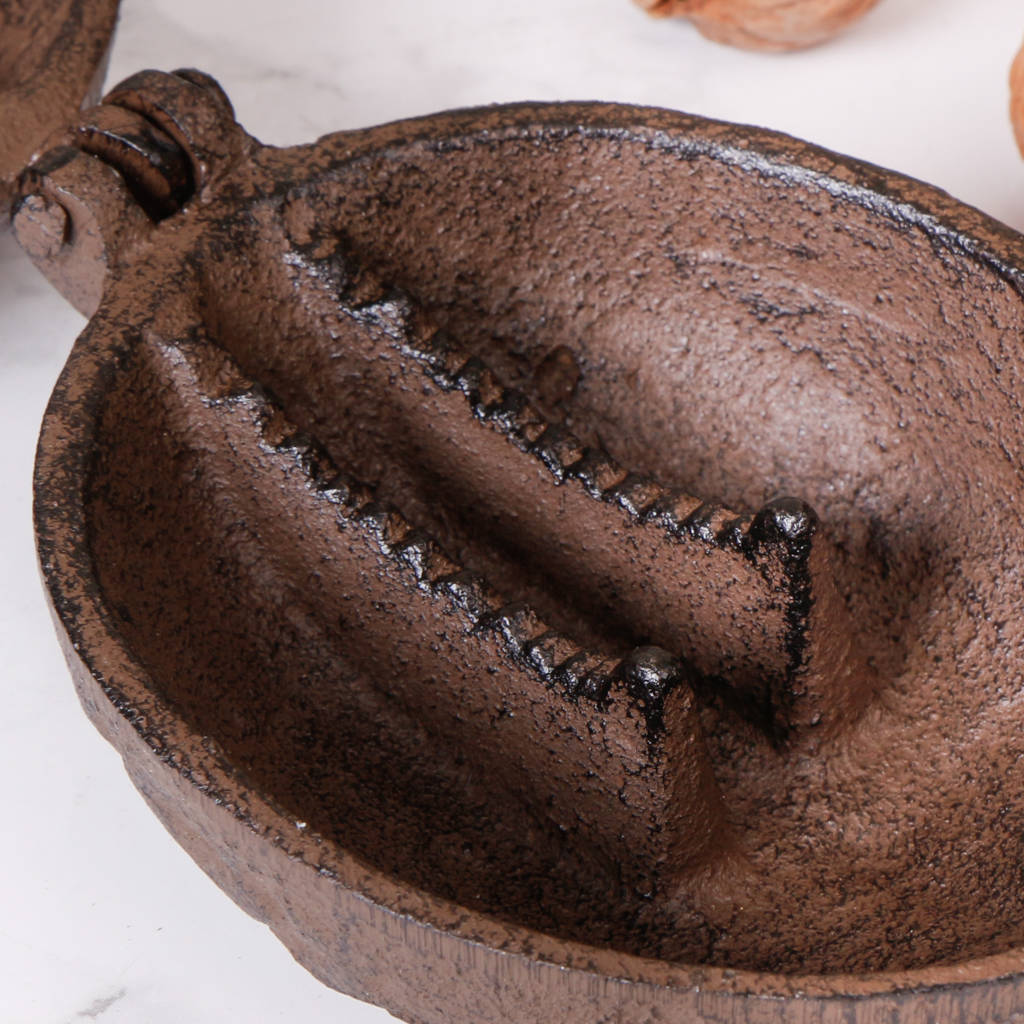 Walnut Shaped Antique Brown Cast Iron Walnut Cracker By Dibor