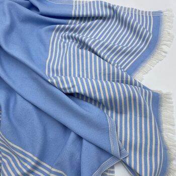 Symi Striped Peshtemal Towel Sky Blue, 7 of 10