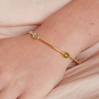 Multi Gemstone Gold Plated Silver Bangle, 5 of 8
