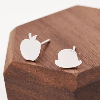 Magritte’s Apple And Bowler Hat Stud Earrings, 5 of 11