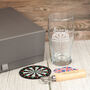 Personalised Darts Legend Pint Glass With Flights Gift Set, thumbnail 2 of 8