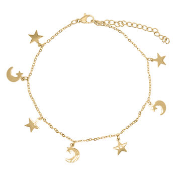 Nazma Moon And Star Charm Anklet, 3 of 5