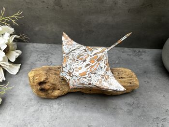Multi Coloured Wooden Stingray On Teak Root Stand Gift, 2 of 12