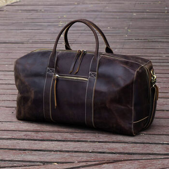 Genuine Leather Duffel Travel Bag, 3 of 9