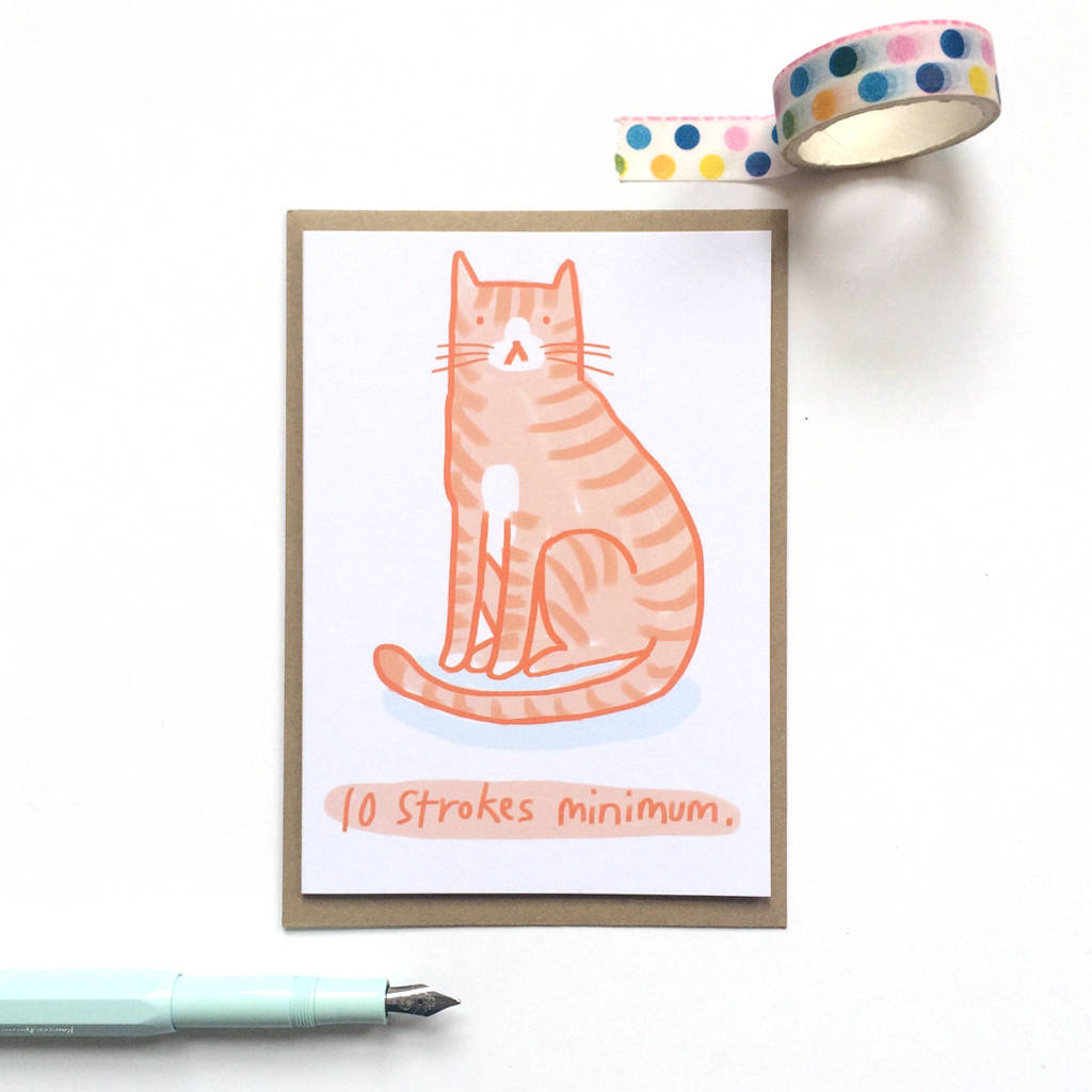 '10 Strokes Minimum' Cat Greeting Card, 1 of 2